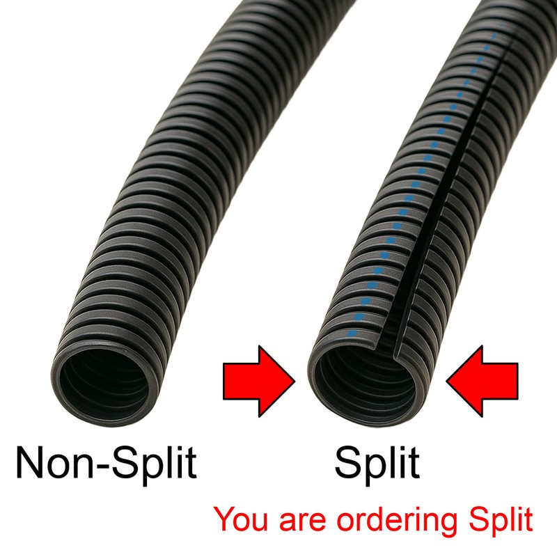 Electriduct 1.25" Flame Retardant Polypropylene Split Wire Loom Tubing Corrugated