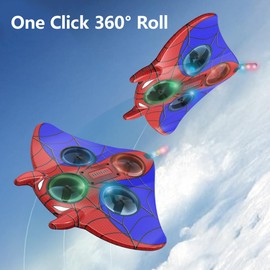 IOEDHW Remote Control Airplane for Kids, 2.4GHZ 4 CH Foam RC Airplane with Light, One Key Takeoff/Return, 360° Flip RC Jet Toy, 3 Speed Switching Remote Control Drone for Kids and Beginners