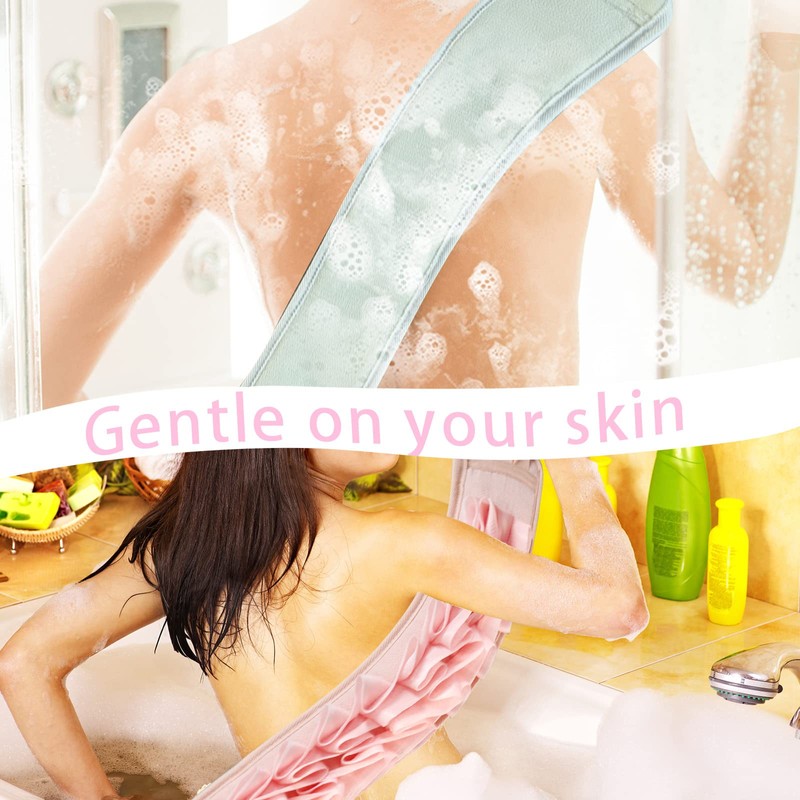 2 Pieces Exfoliating Back Scrubber for Shower, Double Sided Exfoliating