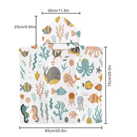 Puedno Children's Bath Poncho with Hood Cute Beach Towel Microfibre Quick Drying Bathrobe Cartoon Hooded Towel 2-8 Years for Boys Girls, Multi-colour