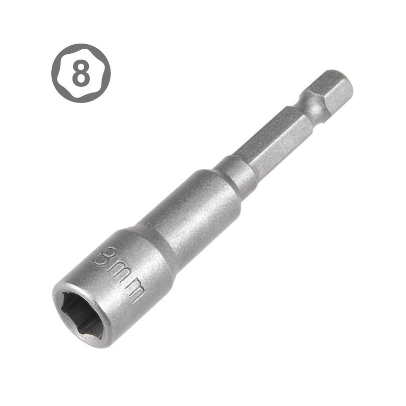 sourcingmap 5 Pcs 1/4" Quick-Change Hex Shank 8mm Magnetic Nut