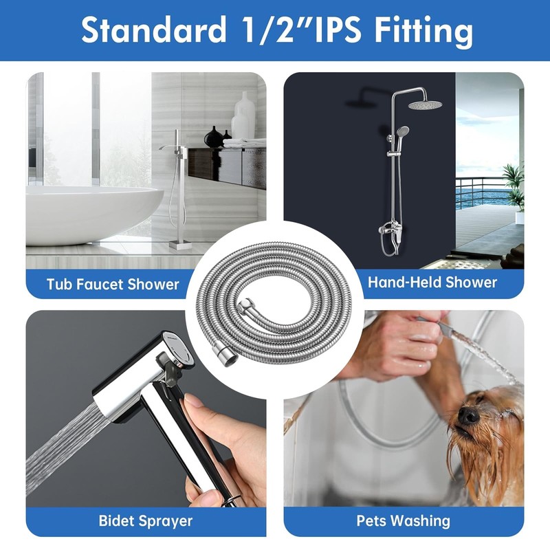 RUMOSE 98 inches Shower Hose Extra Long Stainless Steel Shower