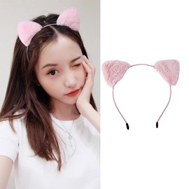 Solxion Cat Ears, Animal Cat Ears, Fluffy Ears, Hair Band Costume Accessory, Cat Costume, Hair Accessories, Event Supplies, School Festivals (White)