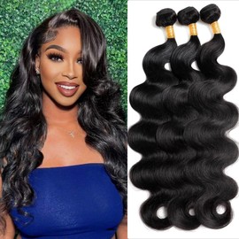 12A Body Wave Bundles Human Hair 18 20 22Inch Brazilian Human Hair 3 Bundles Human Hair Extensions for women Natural Black