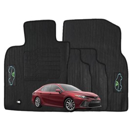 ecoMats Custom Fit Floor Mats for 2018 to 2024 Toyota Camry, with Safety Locks, Front and Rear Set, All-Weather, Black, Odorless