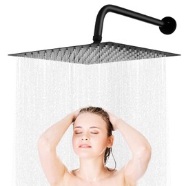 Regaderas para Baño 12 Pulgadas Con Brazos de Ducha de 40 cm, Cabeza de Ducha de Lluvia de Alta Presión, Regadera Cuadrada De Acero Inoxidable (12 Pul