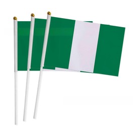 50Pcs Small Nigerian Flag on Stick 14x21cm Mini Waving Nigeria Flag Plastic Flagpole Single Side Flag Small Flag Parade International Festivals Party Decoration Supplies Election Support