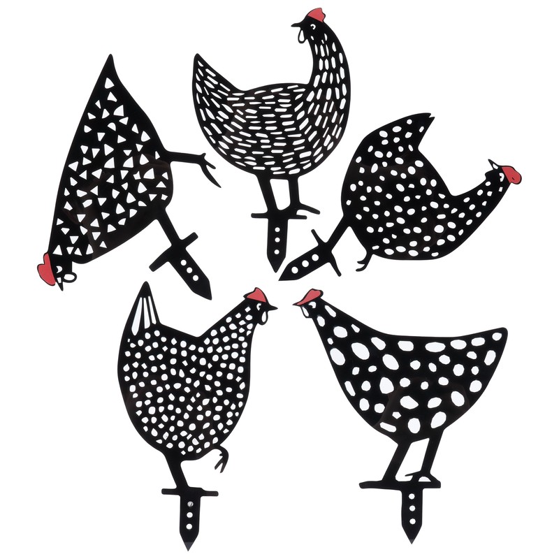 5Pcs Chicken Stakes Set Acrylic Animal Shape Statues Decoration for