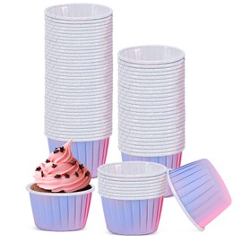 Paper Muffin Cases, Pack of 100 Cupcake Moulds, Cupcake Wrapper Cupcake Muffins Moulds, Baking Cups for Weddings, Parties, Birthdays, Christmas (Pink-Blue)