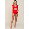 PinkBlush Red Cutout Flutter One Piece Maternity Swimsuit