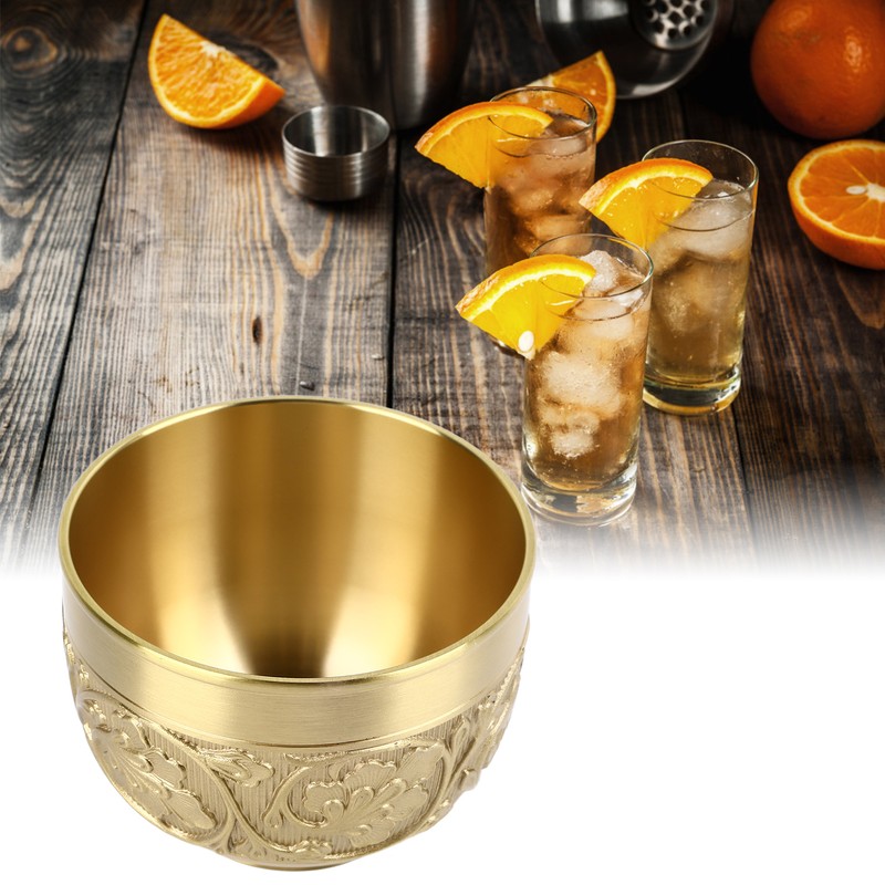 Brass Tea Cup Exquisite Embossed Patterns Retro European Small Coffee
