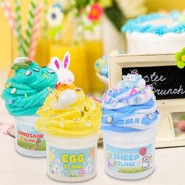 Easter Slime Easter Basket Stuffers - 6 Pack Prefilled Easter Eggs with Slime, Charms, and Toys, Easter Egg Fillers for Kids, Toddlers, Teens, Boys, & Girls, Fun Gifts and Party Favors