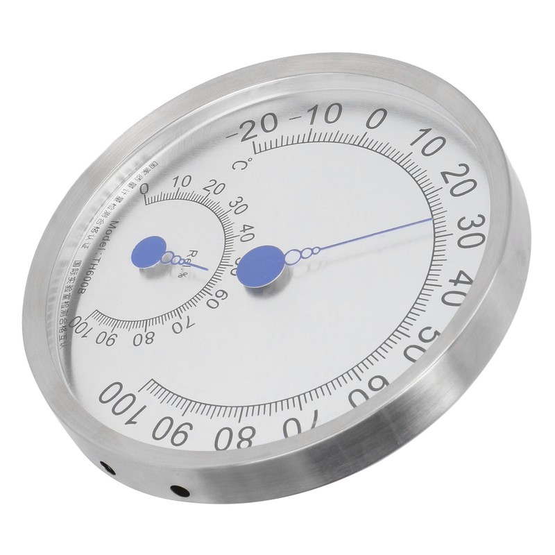 Round Thermometer Stainless Steel Waterproof Heat Resistant Thermometer Hygrometer for