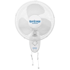 Hurricane Supreme 12 Inch Oscillating Wall Mount Fan with 3 Speed Settings and 90 Degree Oscillation, White