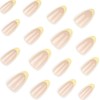 French Tip Press on Nails Short Oval - 24PCS Yellow-edge