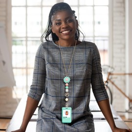 Colorful ID Badge Holder with Silicone Beads Lanyard Set,Cute Teacher Breakaway Lanyard for Keys & Keychain with Cute Retractable Badge Reel Holder,Gift for Women,Nurse, Teacher. (Daisy 1)