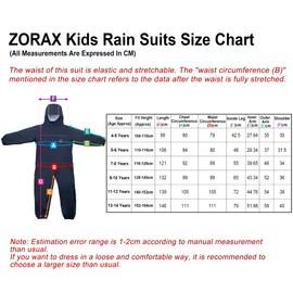 Zorax Boys Girls Navy Blue (11-12 Years) Waterproof Windproof Lightweight Kids Rain Suit Coat All in One Dry Suit Puddle Unisex Drip Drop Raincoat