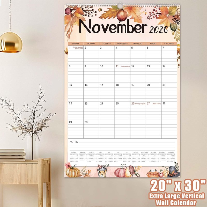 Guasslee 2026 Large Wall Calendar,20"x 30" Vertical Jumbo Hanging Wall