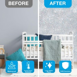 TORC Iridescent Silver Glitter Paint Additive - Multi-Size Glitter Powder for Acrylic Paint, Walls, Wood Furniture & Crafts (200g/7oz) - Interior/Exterior Use on All Finishes