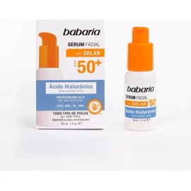 Babaria Sérum Facial con Ácido Hialurónico y FPS 50, Protección e Hidratación, 30 ml