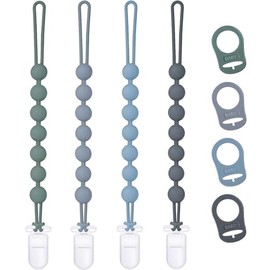 Paquete de 4 clips de silicona para chupete con anillo adaptador que se ajusta a chupetes MAM, soporte suave y flexible para chupetes estilo botón Maam, clips antipérdida para chupetes para bebés