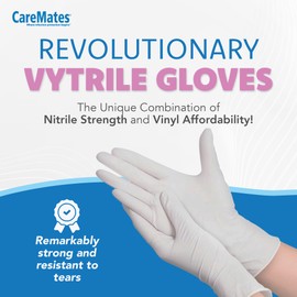 CareMates Vytrile Medical Exam Gloves, Latex Free Rubber, Powder Free, Extra Strong, 4 Mil Thick, Certified for Home Infusion, First Aid, Food Safe, Cleaning Gloves, Large, 150-Pack