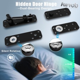 Awvob Hidden Door Hinge with Dual Bearing Design - Rotating Silent Invisible Door Hinge Kit for Heavy Duty Secret Door, Perfect for DIY Carpenters & Door Bookcase 580lbs Load-Bearing