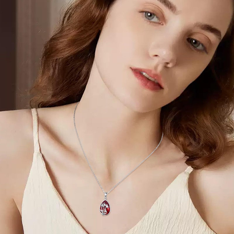 January - Snowdrop 925 Sterling Silver Birth Flower Necklace with