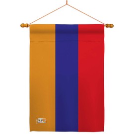 Armenian House Flag - Dowel Set Regional Nationality Nation International World Country Particular Area - Decoration Banner Small Garden Yard Gift Armenia Made in USA 28 X 40