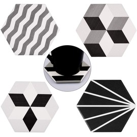 KYEYGWO Natural Diatomite Absorbent Coasters Set of 4, Hexagonal Drink Coasters with Cork Backing, Stone for Home Decoration