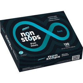 PULSE Non Stops Dryer Sheets - Fresh Scented Laundry Fabric Softener Sheets - Reduces Wrinkles - Controls Static - Softens Fabric (120 Count)