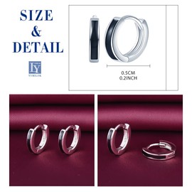 Yumilok Womens Girls 925 Sterling Silver Simple Black Hoops Earrings Diameter 0.8cm Elegant Creole Earrings