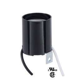 B&P Lamp Med. Base Phenolic Lampholder with side mounted bracket and 7" wire leads