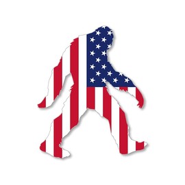 USA Flag Bigfoot Walking Sticker (Sasquatch Vinyl Yeti Patriotic Window Decal for Cars, Coolers (3 x 4 inch)