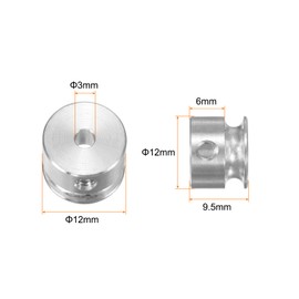 QUARKZMAN V-type pulley, 3 mm bore, 12 mm outer diameter, single groove, aluminium alloy for 3 mm PU round belt, motor shaft, drill