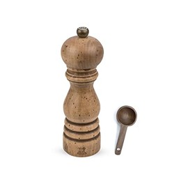 Peugeot Paris Classic Collection Antique Salt Mill Natural - With Wooden Spice Scoop (7 -Inch, Salt Mill w/Scoop)