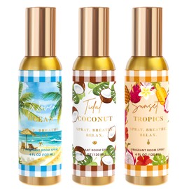 Room Spray, Tidal Coconut, Woven Ocean, Sunset Tropics, 3 Pack, Each 4 fl oz, Air Freshener for Home, Long-Lasting Odor Eliminator for Bathroom and Office