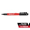 Milwaukee 48-22-3104 Inkzall Point Marker, Fine, Black, 4-Pack