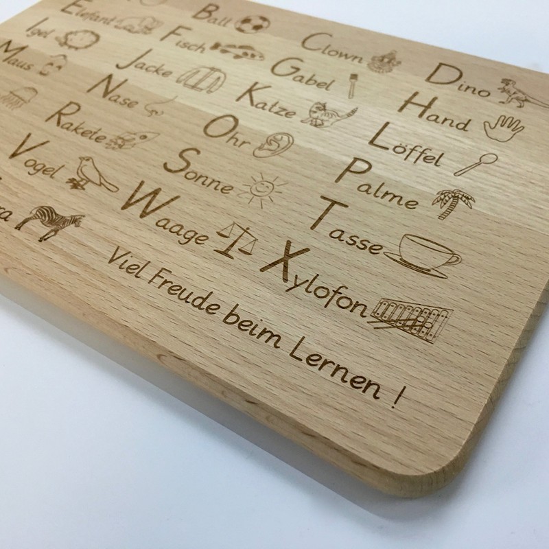 The breakfast board made of beech wood for learning, gift