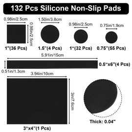 132 Pcs Rubber Pads Non Slip Furniture Pads Rubber Adhesive Pads Anti Slide Furniture Grips Keep Rooms from Sliding Anti-Scratch Floor Protectors for Any Home and Appliances(Black)