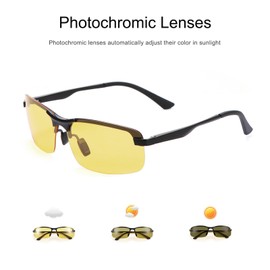 PEEPAI Mens Polarized Photochromic Sunglasses Day & Night Driving Glasses Anti Glare Lightweight Sun Glasses for Fishing Hiking Running - Night
