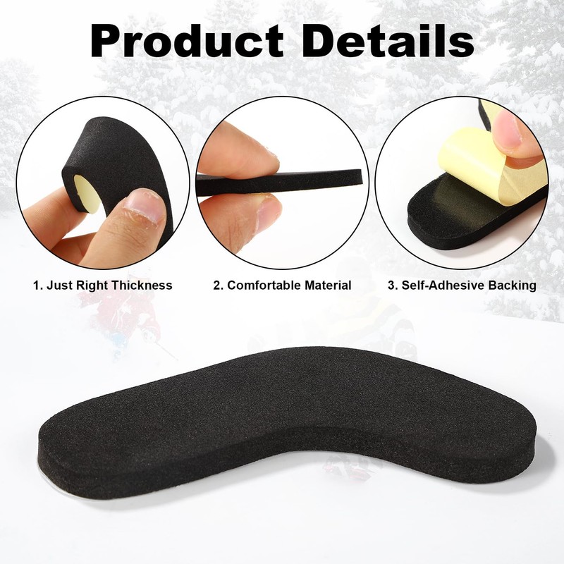lasuroa 10pcs Ski Snowboard Boots Fitting Pads, EVA Self-Adhesive Snowboard