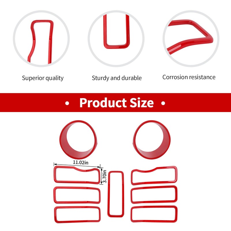 JeCar Front Grille Inserts/Headlight Trim Covers Decoration Kit Compatible with