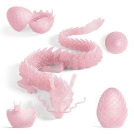 3D Printed Dragon Egg Mysterious Dragon Toy Realistic Movable Dragon Flexible Joints Surprise Easter Dragon Eggs Desk Toy (Crystal Powder)