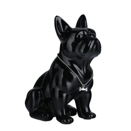 XYQXYQ Estatua de bulldog francés de metal colorido para sentar estatua de perro de resina bulldog británico decoración del hogar, estatua de bulldog francés para exteriores (9 pulgadas, negro)