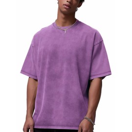 Adenorah Mens T-Shirts Womens Oversized T Shirts Basic Cotton Vintage Plain Tees Short Sleeve Summer Tops Workout, Purple, Small