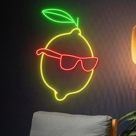 Lemon Slice neon Sign, Lemon Kitchen Light Decor, Fruit Custom Signs, Restaurant Led Sign, Fruit Led Signs