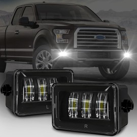 Daikokuya LED Fog Lights For 2015 2016 2017 2018 2019 2020 Ford F-150 Bumper Driving Fog Lamps Set Assembly Kit 1 Pair (Clear Lens)