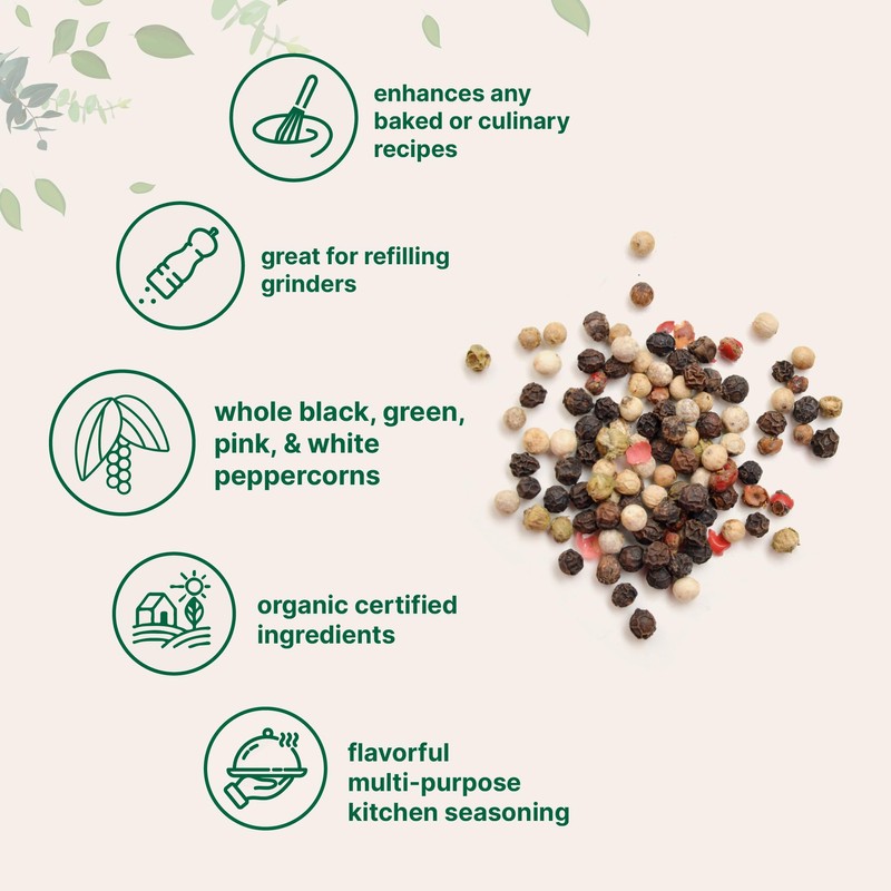 Micro Ingredients Organic Whole Rainbow Peppercorns, 2lbs | Premium Whole