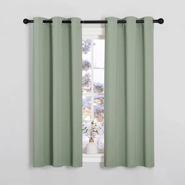 PONY DANCE Sage Green Curtains for Kids Bedroom Kitchen Eyelet